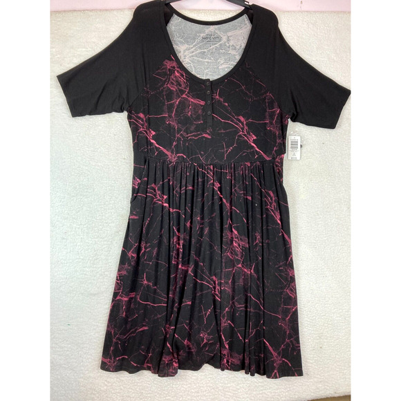 TORRID Henley‎ Skater Dress Super Soft Black Mulberry Marble Crew Neck Size 3X - Picture 1 of 13